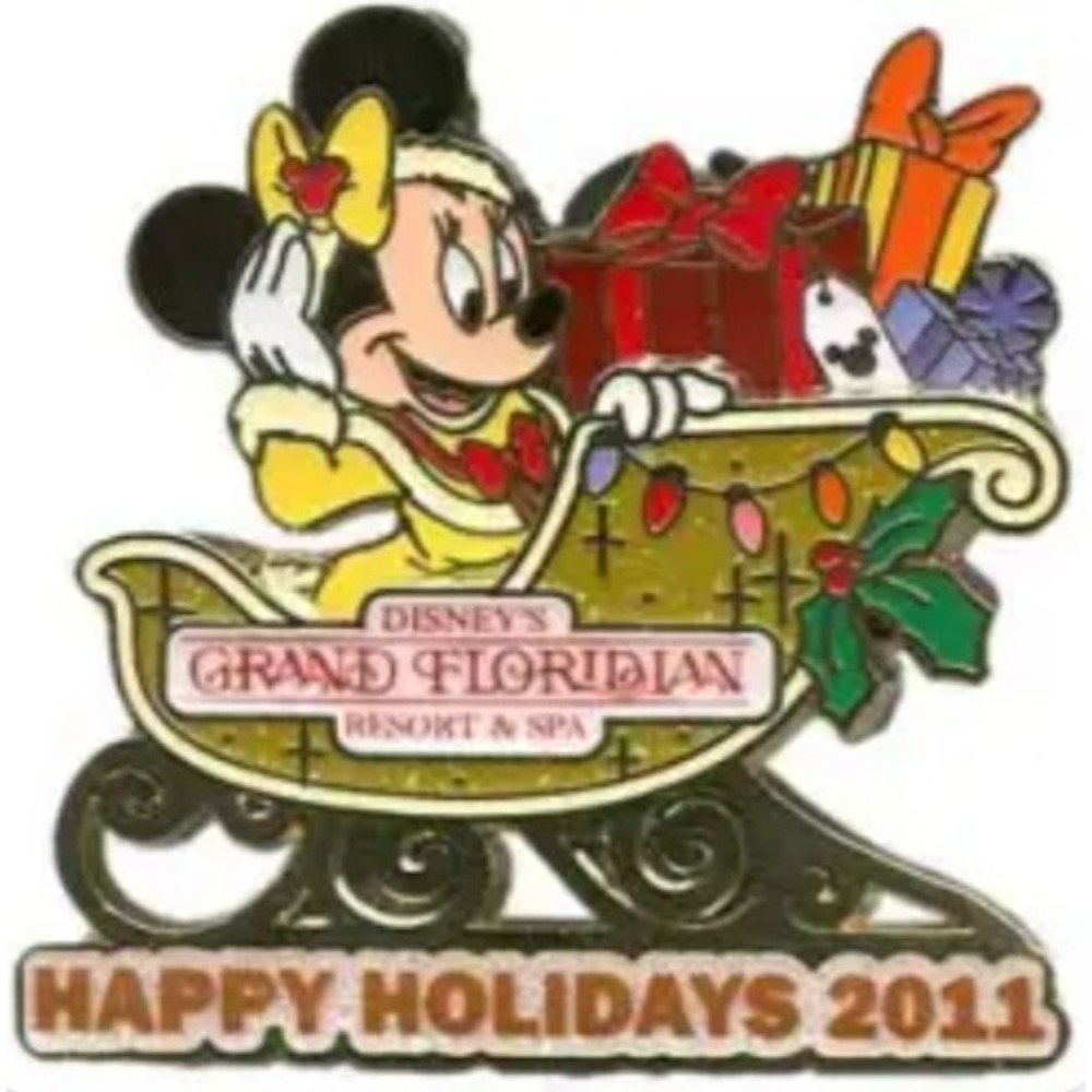 Disney Grand Floridian Happy Holidays 2011 Minnie Mouse Sleigh Pin LE‎ 750 NEW